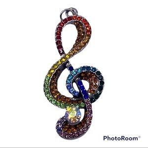 Sparkling Multicolored Treble Clef Pendant - Perfect Gift for Musicians! Lovely!